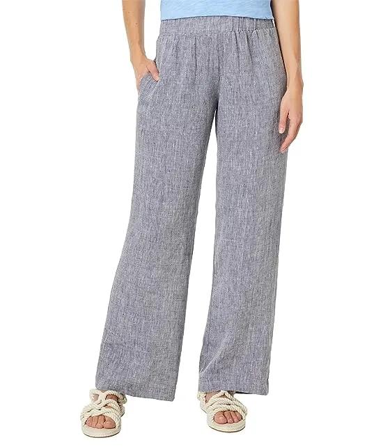 Washed Linen - Wide Leg Pull-On Pants