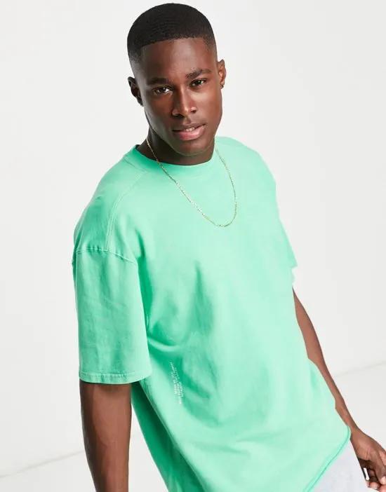 washed panel ribbed T-shirt in green