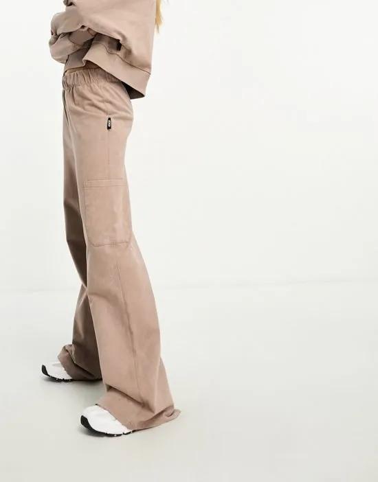 washed wide leg sweatpants with combat pocket