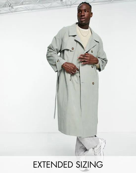 water-resistant oversized trench coat in sage