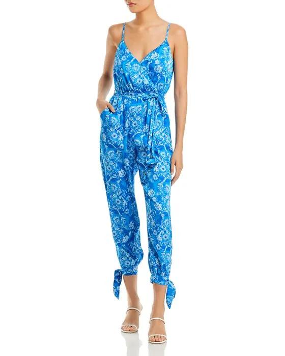 Watercolor Floral Belted Jumpsuit - 100% Exclusive