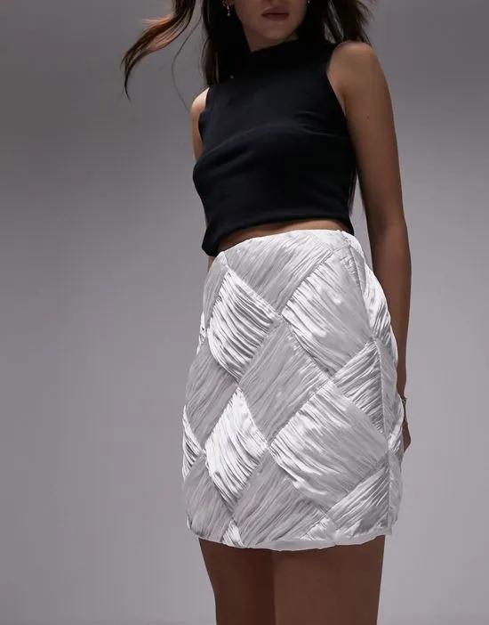 weave satin mini skirt in ivory