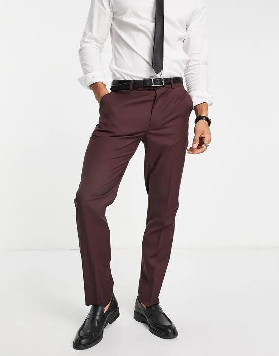 wedding slim smart pants in burgundy
