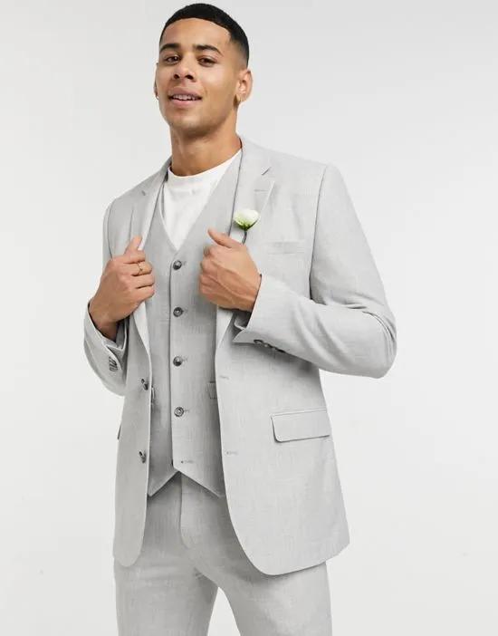 wedding super skinny suit jacket in ice gray micro texture