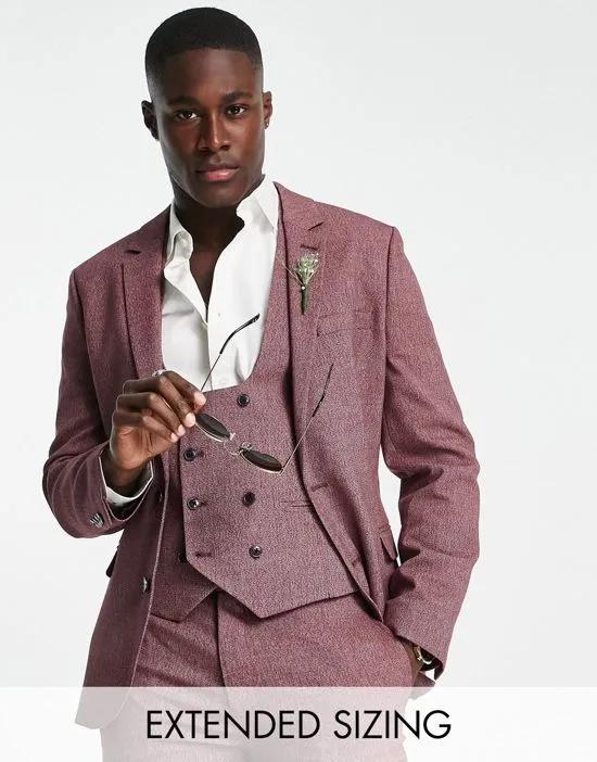 wedding super skinny suit jacket with micro texture in burgundy