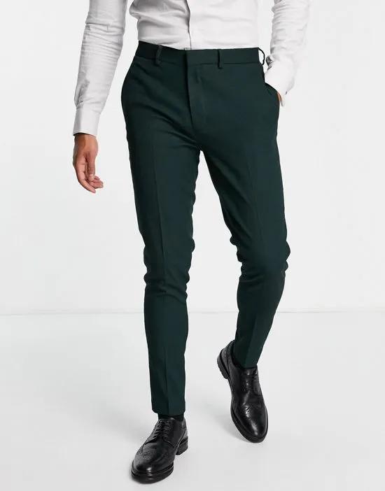 wedding super skinny suit pants in forest green micro texture