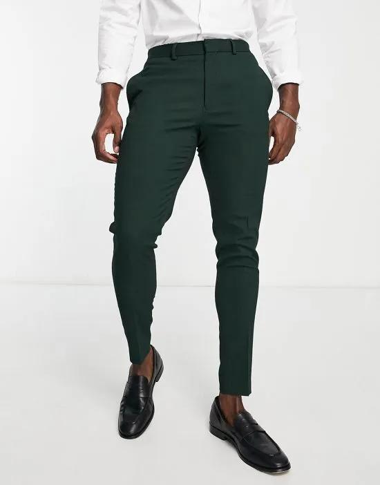 wedding super skinny suit pants in micro texture in forest green