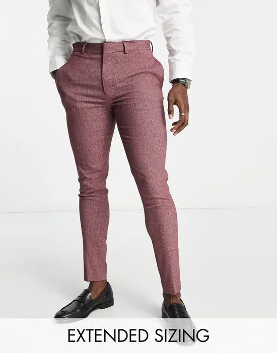 wedding super skinny suit pants with micro texture in burgundy