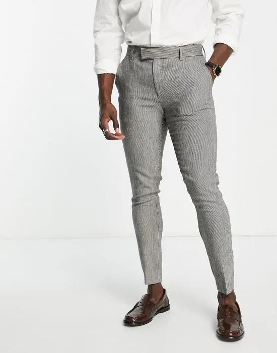 wedding super skinny wool mix suit pants in monochrome puppytooth