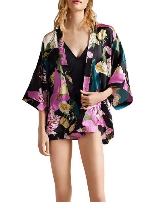 Wenddi Floral Print Kimono Swim Cover-Up