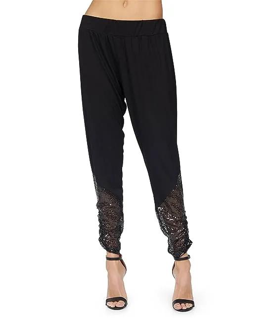 Westman Crop Shirring Pants w/ Contrast Sequins