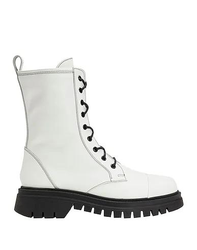 White Ankle boot COMBAT LACE UP ANKLE BOOT


