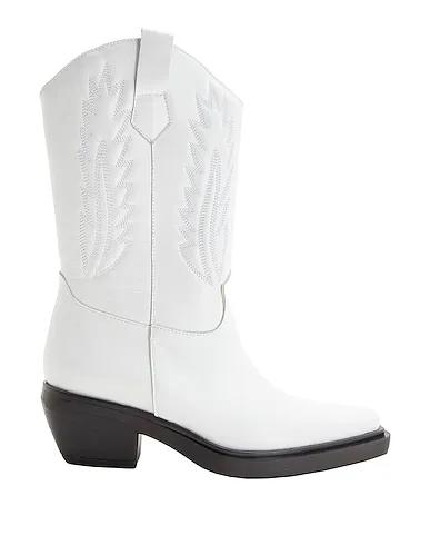 White Ankle boot LEATHER QUILTED WESTERN ANKLE BOOT
