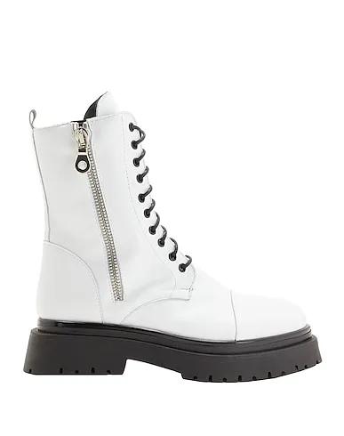 White Ankle boot LEATHER ZIP LACE-UP BOOTS
