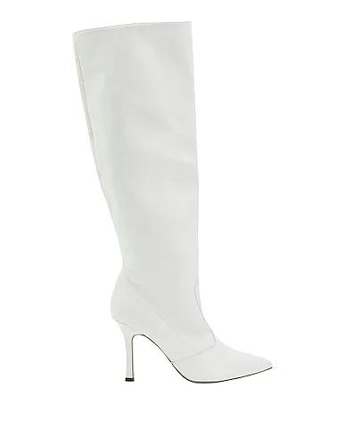 White Boots LEATHER POINTY TALL SCRUNCH BOOTS
