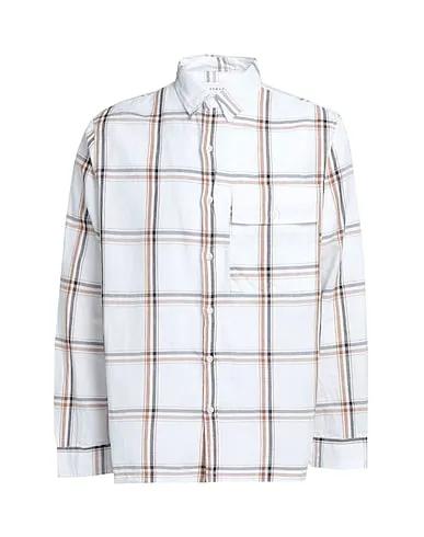 White Checked shirt Topman linen blend shirt in off white grid check