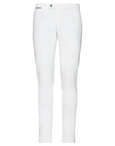White Cotton twill Casual pants