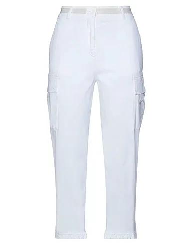 White Cotton twill Cropped pants & culottes
