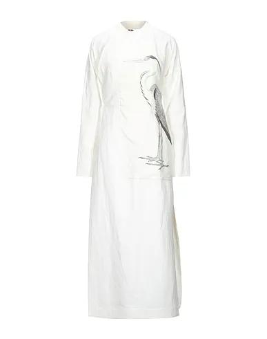 White Cotton twill Long dress