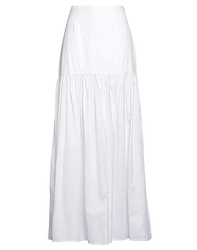 White Cotton twill Maxi Skirts