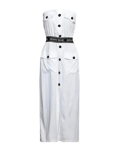 White Cotton twill Midi dress
