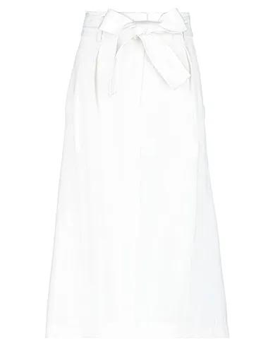 White Cotton twill Midi skirt