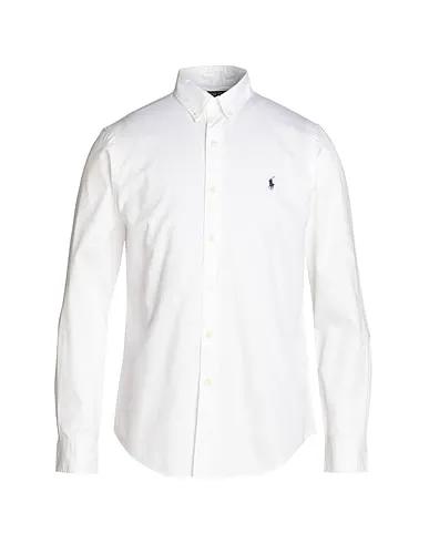 White Cotton twill Solid color shirt SLIM FIT TWILL SHIRT
