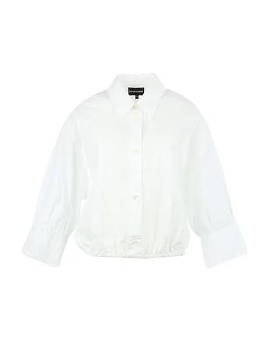 White Cotton twill Solid color shirts & blouses