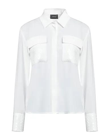 White Crêpe Solid color shirts & blouses