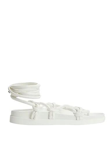 White Flip flops LEATHER LACE-UP FLAT TOE-POST SANDALS

