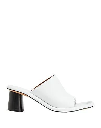 White Flip flops LEATHER SQUARE TOE THONG MULE

