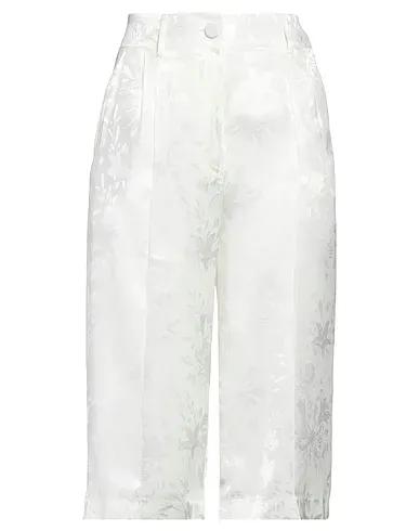 White Jacquard Cropped pants & culottes