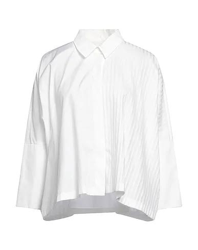 White Jacquard Solid color shirts & blouses