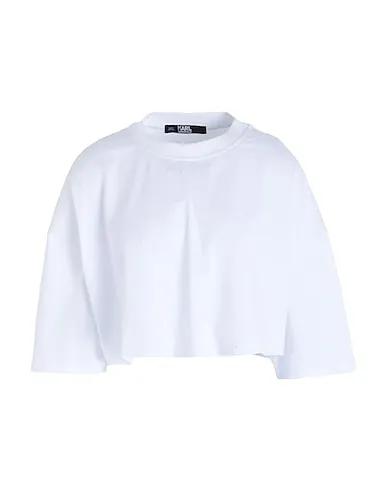 White Jersey Basic T-shirt CROPPED LOGO T-SHIRT
