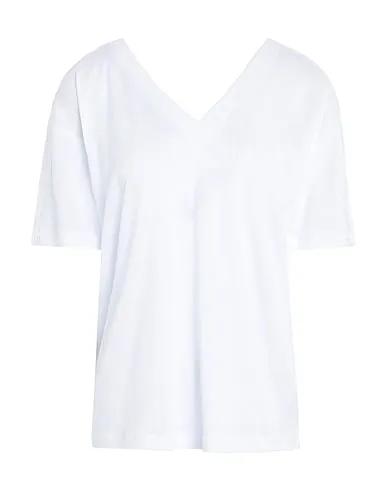White Jersey Basic T-shirt DOUBLE V NECK LOGO T-SHIRT
