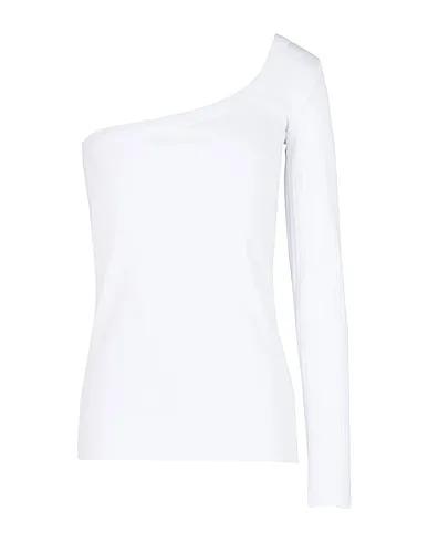 White Jersey One-shoulder top ORG CTN RIB ONE SLEEVE TOP
