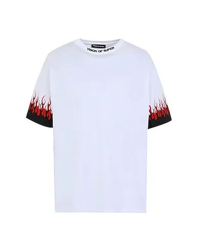 White Jersey Oversize-T-Shirt WHITE T-SHIRT DOUBLE FLAMES
