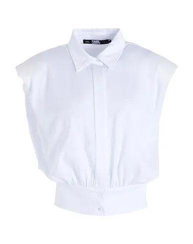 White Jersey Solid color shirts & blouses SHOULDER PAD TOP
