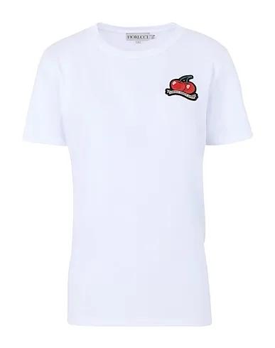 White Jersey T-shirt CHERRIES PATCH TEE WHITE

