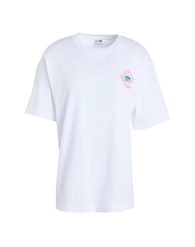 White Jersey T-shirt DOWNTOWN Relaxed Graphic Tee
