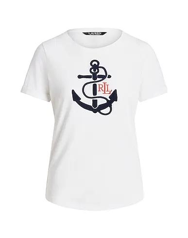White Jersey T-shirt LOGO-APPLIQUÃ© COTTON-BLEND TEE

