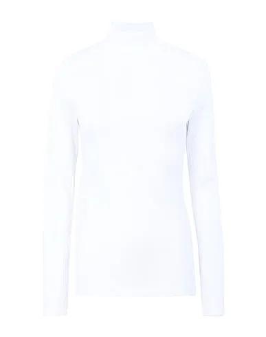 White Jersey T-shirt ORG CTN RIB ROLL NECK TOP
