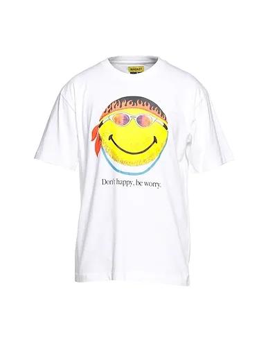 White Jersey T-shirt SMILEY DON'T HAPPY, BE WORRY T-SHIRT