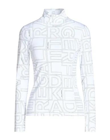 White Jersey T-shirt SQUARE AOP LSLV TOP