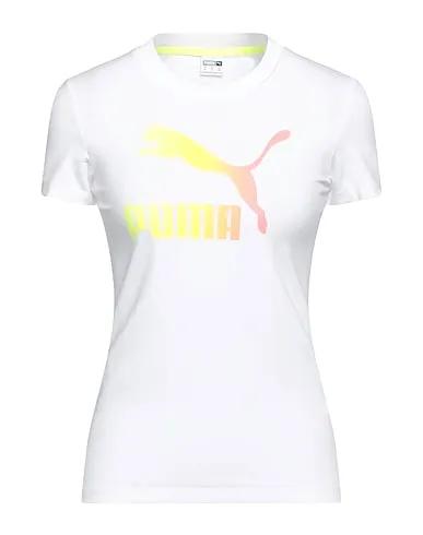 White Jersey T-shirt Summer Squeeze Slim Graphic Tee
