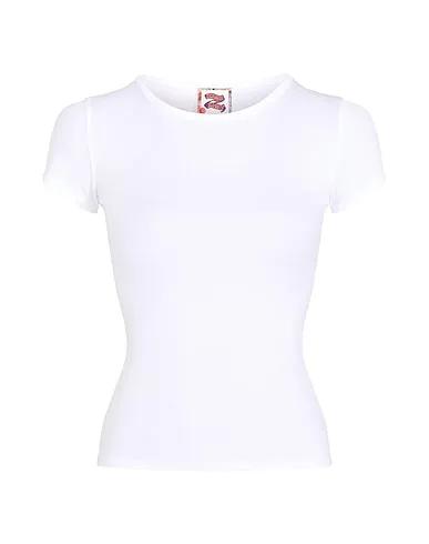 White Jersey T-shirt ZENDAYA RIBBED TEE 	
