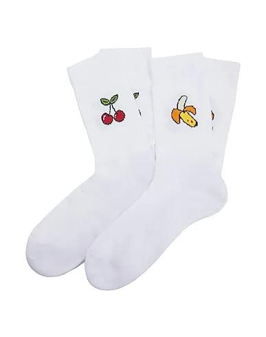 White Knitted 2-PACK ORGANIC COTTON PATCH SOCKS
