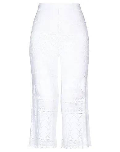 White Knitted Cropped pants & culottes