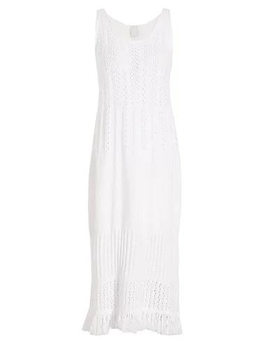 White Knitted Midi dress ORGANIC COTTON FRINGED MAXI DRESS
