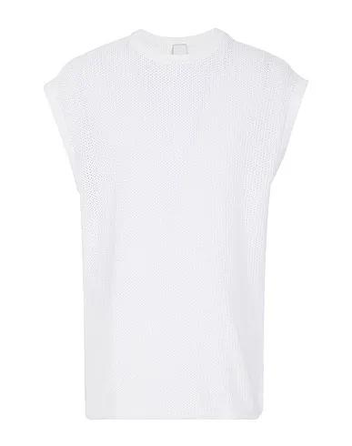 White Knitted Sleeveless sweater COTTON CREW-NECK VEST
